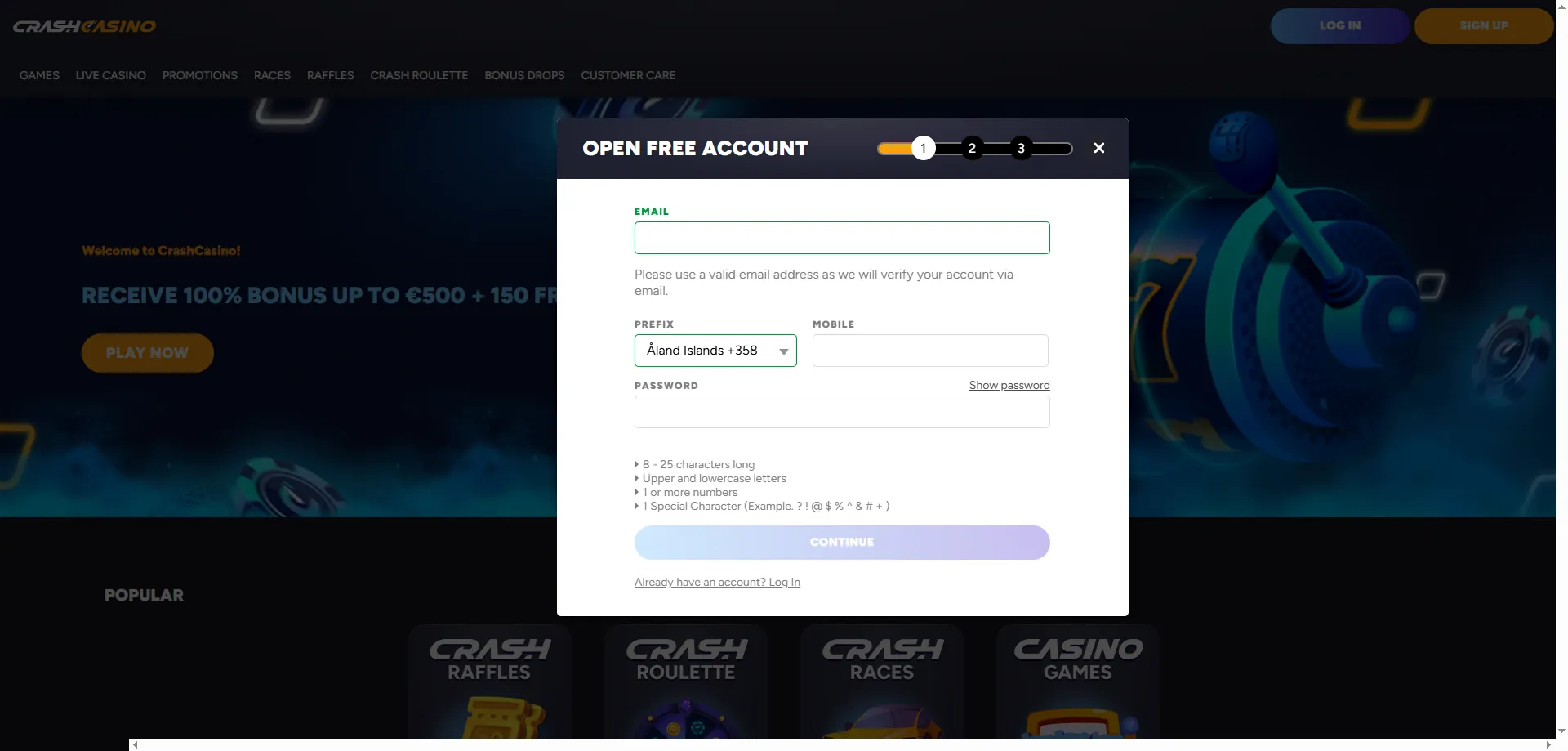 Proceso de registro en Crash Casino México paso a paso